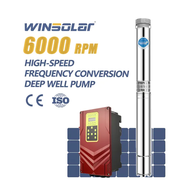 WINSOLAR Systèmes de pompage de pompe à eau de puits profond solaire submersible à grande vitesse