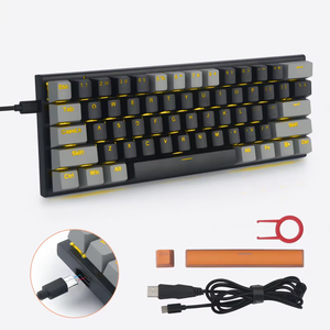 Teclado de ordenador para juegos mecánico intercambiable con cable retroiluminado de una sola luz 60% de 61 teclas, teclado para juegos de una sola luz 60%