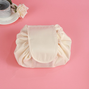 Moda taşınabilir büyük kapasiteli seyahat makyaj çantası tembel depolama kozmetik çantası İpli sihirli makyaj kılıfı pembe - Product Image 3