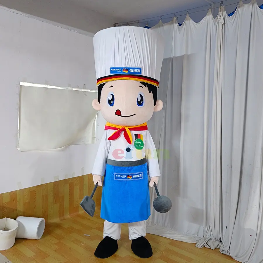 Efun adedi 1 adet popüler özel karikatür şef maskot kostüm sevimli karikatür çocuk şef görüntü maskot yetişkin parti kostüm