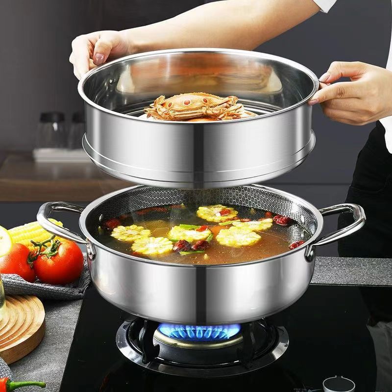 Silver double-layered pot 28cm
