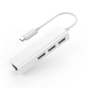 <strong>TYPE</strong>-C to 3 Port USB 2.0 HUB to Ethernet Adapter for Mac IOS Android PC - RTL8152B HUB F1.1 - Product Image 1