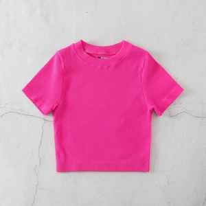 Chất Lượng Cao Phổ Biến Của Phụ Nữ Cây Trồng <span class=keywords><strong>Tops</strong></span> Phụ Nữ Áo Rắn Đồng Bằng Crop Top Áo Sơ Mi Cắt T Áo Sơ Mi Phòng Tập Thể Dục Thể Thao T Áo Sơ Mi - Product Image 2