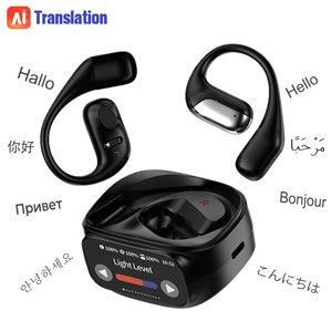 หูฟังเอียร์บัดแปลภาษา AI ออนไลน์ OEM ปรับแต่งโลโก้แอปหูฟังแปลภาษาทนเสียง - Product Image 1