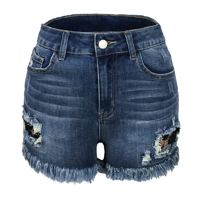2022 pantaloncini di Jeans Bermuda a vita alta da donna di alta qualità Korte Broek Kratke Hlace Girls pantaloncini di Buraco elasticizzati graffiati Jeans