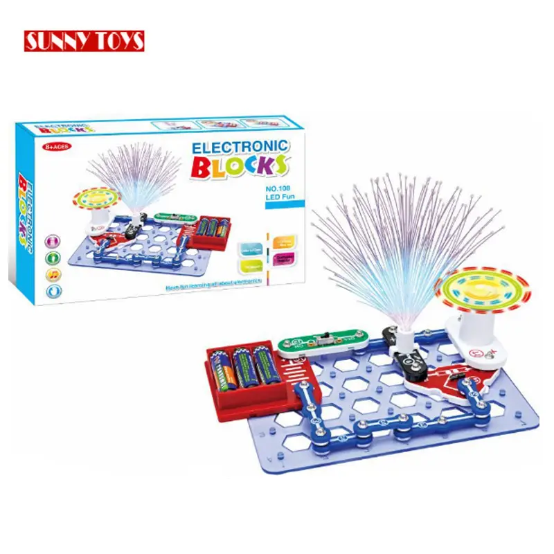 Kits scientifiques créatifs pour enfants, circuit éducatif, ensemble d'assemblage, blocs de construction électroniques avec lumière LED, bricolage