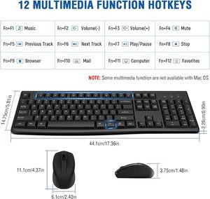 2.4GHz USB Wireless Full-Size <strong>Keyboard</strong> Optical Mouse Combo Mini Style Split Design for Windows <strong>Mac</strong> Laptop/Desktop/PC New Product - Product Image 2