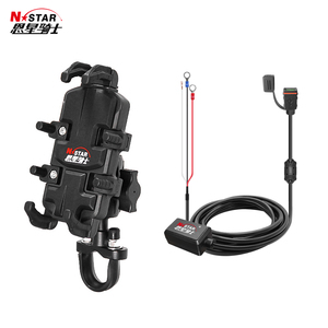 N-Star Langlebiger Edelstahl PVC Mecha Taurus Motorrad Mobiler Halter 360-Grad-Drehung Einzelner USB-Ladewagen halter
