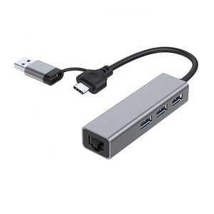 2in1 USB <strong>Type</strong> C <strong>Network</strong> Adapter with 3-Port USB 3.0 Hub to Ethernet RJ45 Lan Gigabit 10/100/1000Mbps Wired <strong>Computer</strong> Adapter - Product Image 5