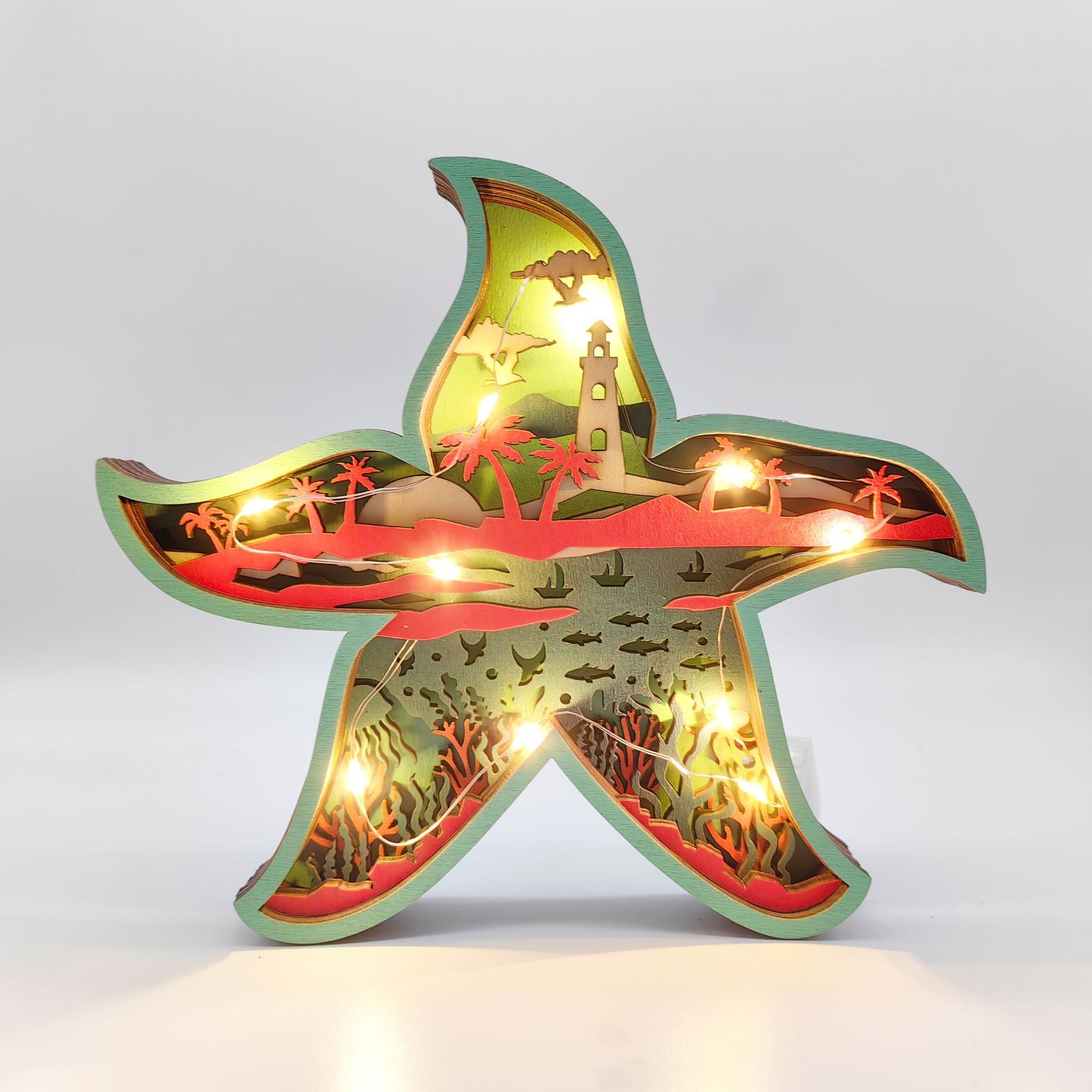 Green-Starfish-with lights