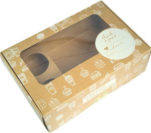 Bakery Take Out Containers <strong>2</strong> Sauce Cup Holder Window Box for Desserts Snacks Bread Oil-Proof 'Deliver to Go' Cake Box - Product Image 5