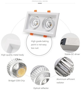 China Recessed Rectangular <strong>LED</strong> COB Square Frame Spotlight in <strong>Led</strong> Ceiling Lights Gimbal Dimmable Downlight Housing <strong>5W</strong>-75W - Product Image 6