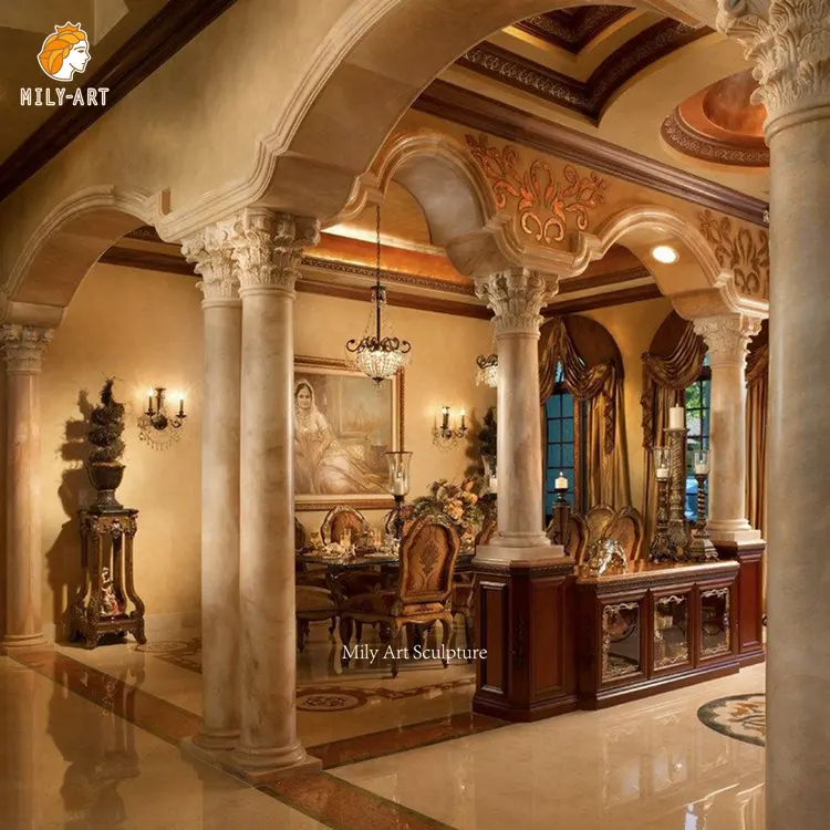 Diseño clásico tallado a mano interiores casas columnas de mármol para Decoración