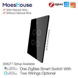MOES-Temporizador Inteligente Wifi Zigbee RF, interruptores táctiles de pared sin Interruptor neutro, automatización de sistemas para el hogar, Tuya - Product Image 5