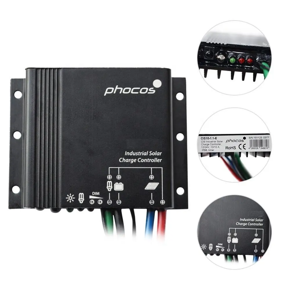 Controlador de carga solar, 12v 24v cis05 cis10 cis20 controlador de carga de luz solar de rua 20a, 12v painel solar controlador de carga