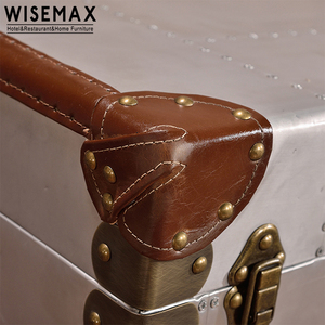 WISEMAX mobilya Retro bagaj bavul depolama gövde oturma odası alüminyum kumaş gövde yan sehpa çekmeceli - Product Image 5