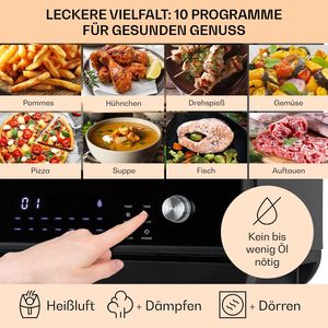 18L Heißluft fritte use mit Dampf-und Trocknungs funktion 10 Programme Dampf luft fritte use 2450 W Toaster Dehydrator öl freies Kochen