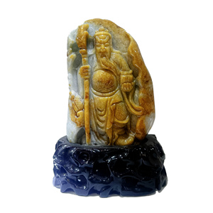 Feng Shui koleksiyonu Guan Gong heykeli servet ve koruma için doğal mermer oyma bitirmek - Product Image 1