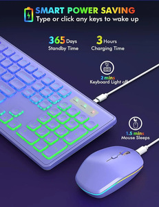 RGB Backlit Wireless <strong>Keyboard</strong> Mouse Oversize Light up Letters Rechargeable Ergonomic Tilt Leg 2.4GHz Quiet <strong>Keyboard</strong> Mouse - Product Image 6