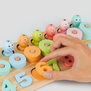 モンテッソーリDIYスタッキング3Dナンバー数学学習玩具マルチカラー木製就学前カウント玩具2〜4歳のユニセックス子供向け - Product Image 3