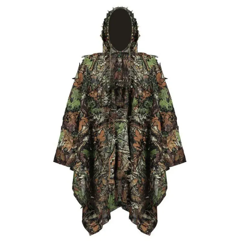 Ropa táctica de caza de francotirador frondoso 3D, trajes Ghillie tácticos para observación de aves, impermeable de camuflaje ligero y duradero