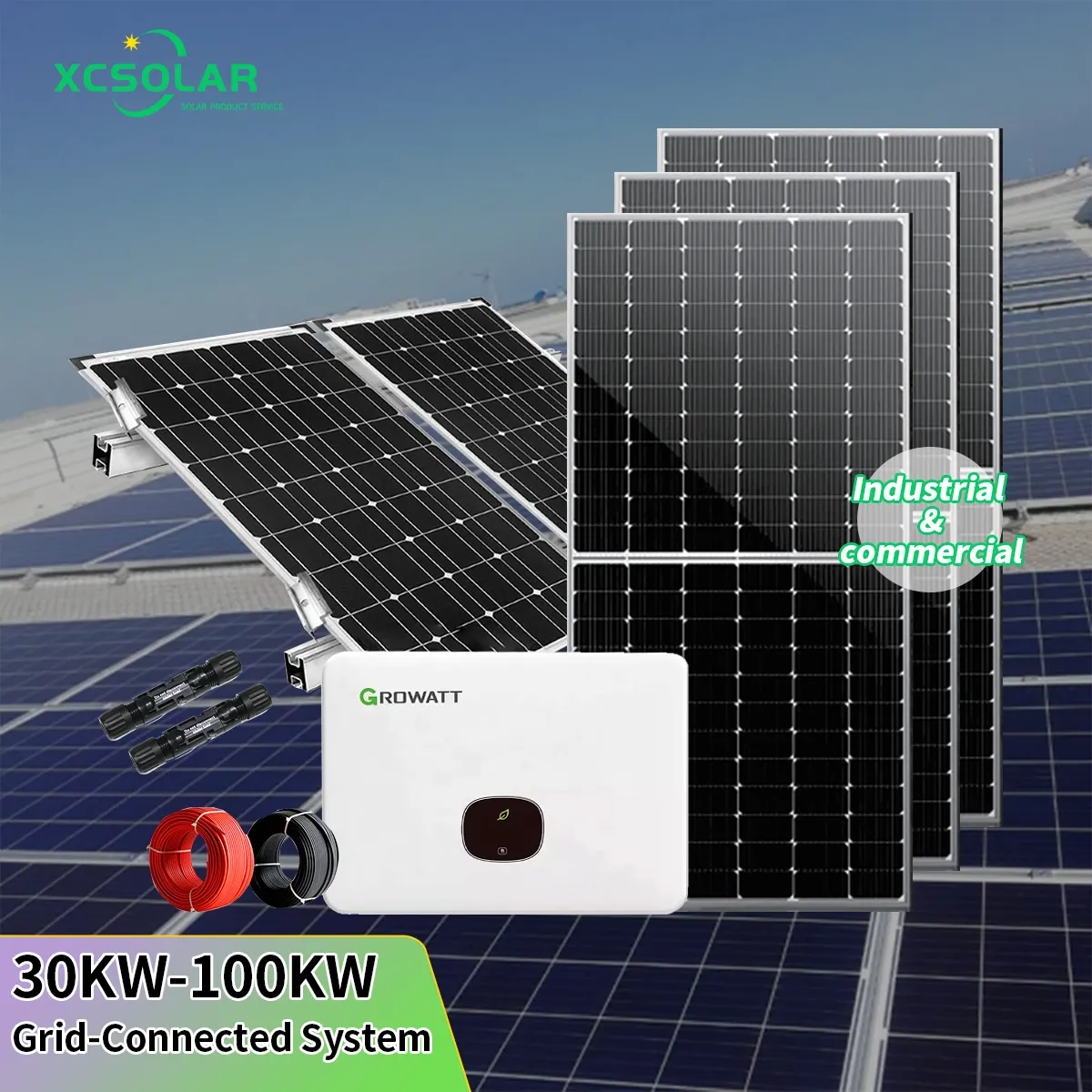 Komple 50000w, 100Kw,30kw,25kw güneş enerjisi sistemi kiti hibrid 25KVA kapalı ızgara güneş enerjisi jeneratörü otel için