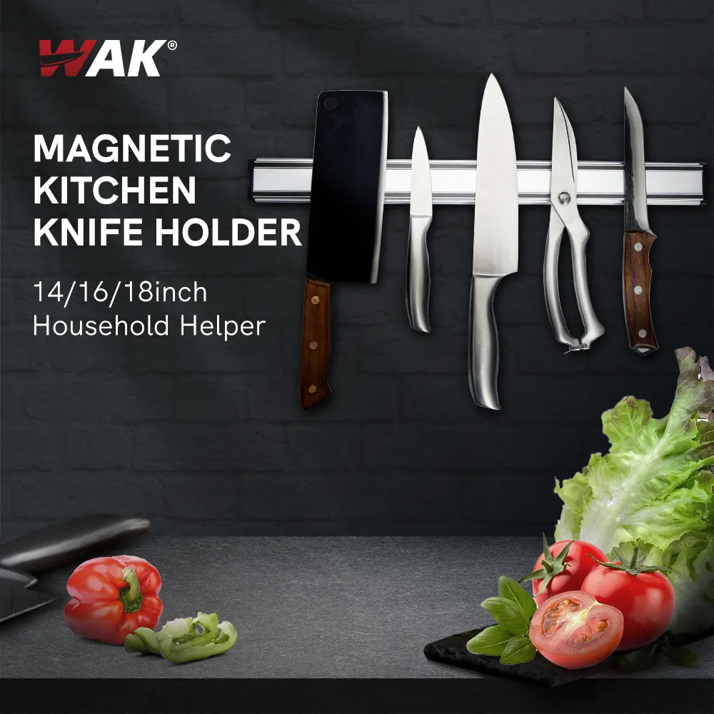 Pisau magnetik kuat, dudukan pisau dapur gunting alat penyimpanan blok pasang dinding untuk dapur