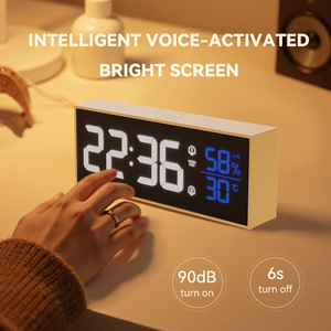 Lớn kỹ thuật số Đồng hồ treo tường LED báo động gương hiển thị USB powered hẹn giờ lịch nhiệt kế đo độ ẩm đếm ngược - Product Image 2