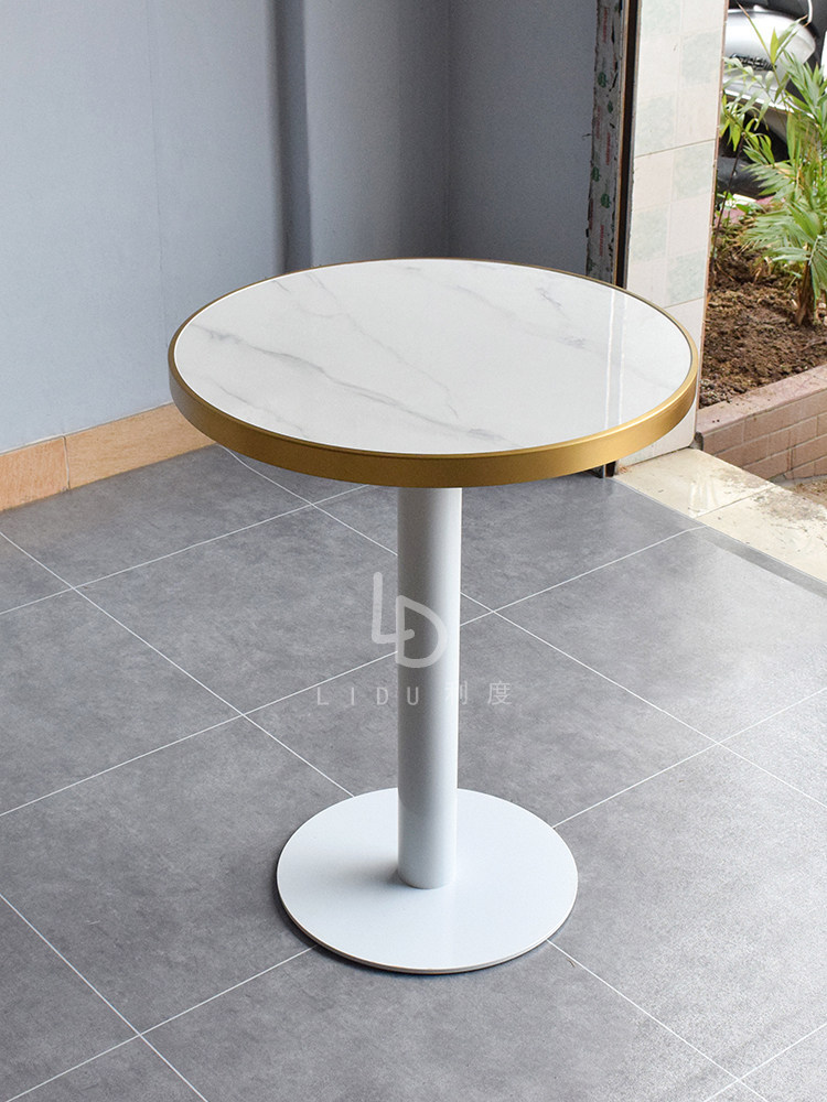 Snow mountain stone slab + white steel plate base