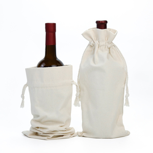 Hochwertige weiße Baumwolle Rotwein Leinwand Staubbeutel für Hochzeit Kordel zug Beutel <span class=keywords><strong>Plain</strong></span> Einkaufstasche Baumwolle mit Logo-Druck