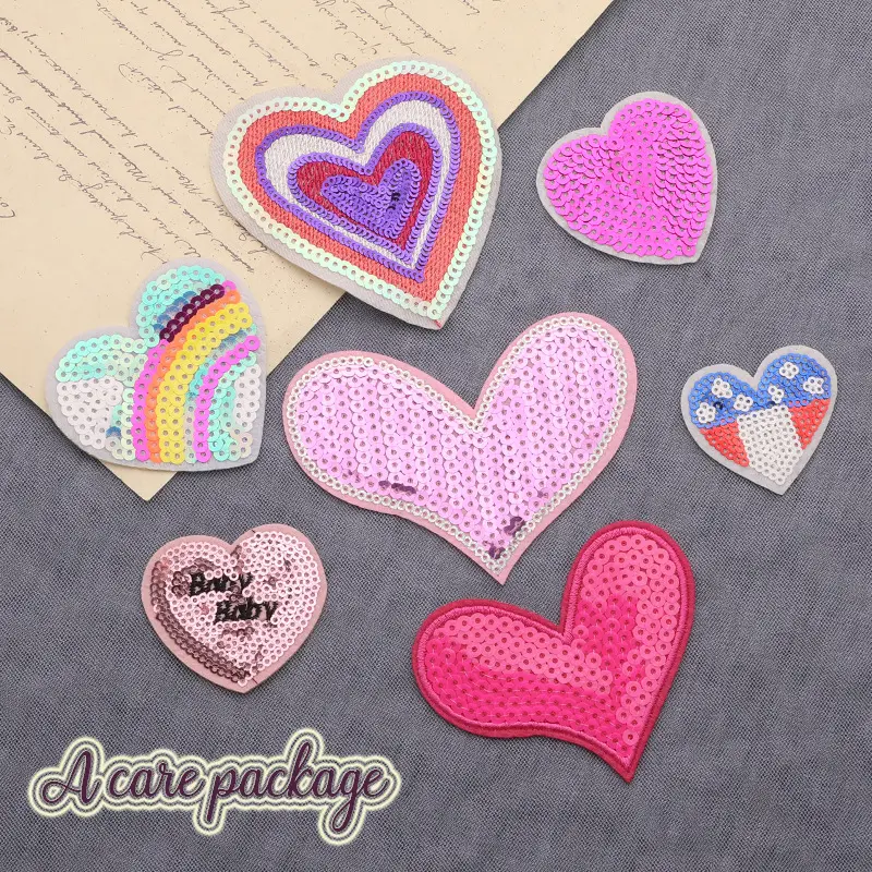 Love Badge paillettes accessori per abbigliamento Patch Back colla ricamo adesivi in tessuto