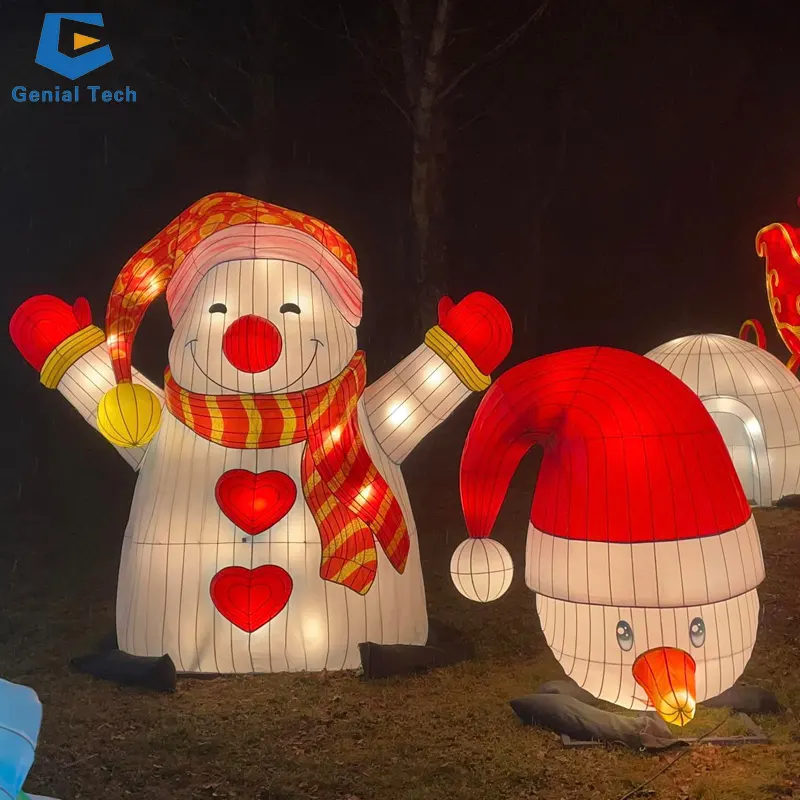 GTCC71 Inverno decoração festival lanterna personalizado cartoon boneco neve seda lanterna para o Natal