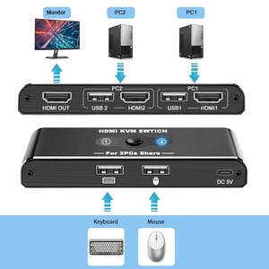 2台のPCと1台のモニター用のKVMスイッチャー各PC用の1つのUSB 1 HDMI 4k60Hzマウスキーボード用の2つのパブリックUSBポートKVMスイッチャー - Product Image 3
