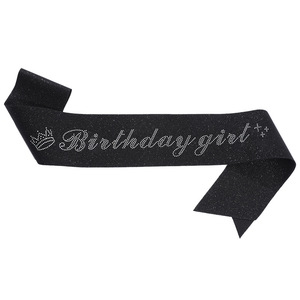 Golden Glittering Rhinestone Shoulder Birthday Party Birthday Girl <strong>Sash</strong> Party Decoration - Product Image 1