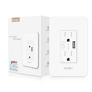 US MOES Smart Wall <strong>Socket</strong> with <strong>USB</strong>, 2 Plug Outlets 15 Amp Smart Life/Tuya Wifi Wireless Remote Control Alexa Acho - Product Image 1