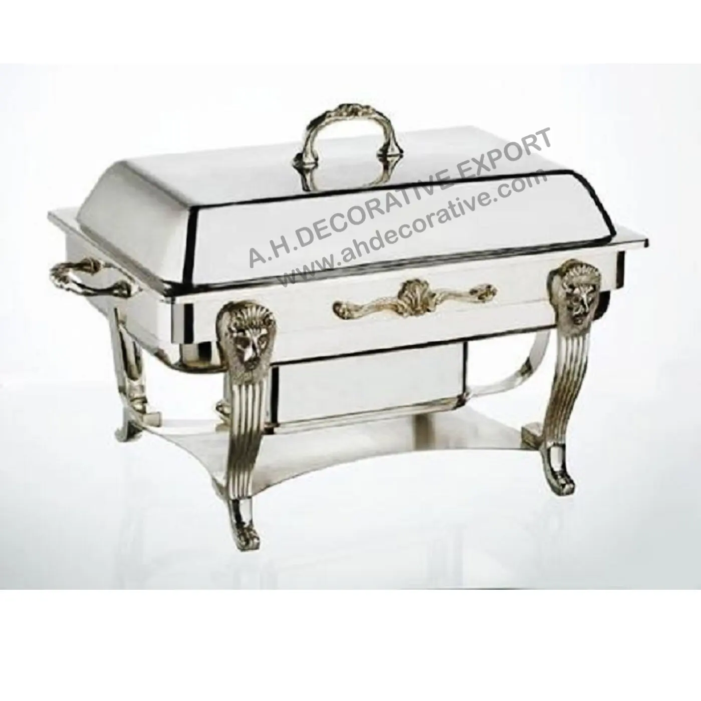 New Rectangular Shape Used Food Warmer Buffet Chafing Dish With handle & Stand Base For Table Top Centerpiece