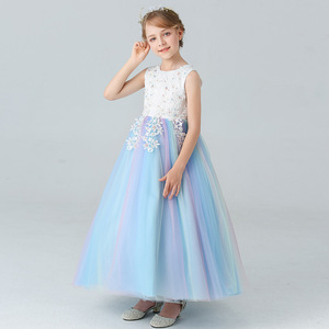 卸売カスタマイズ女の子ロングドレス2-14歳プリンセスドレスウエディングパーティー誕生日ドレス - Product Image 5