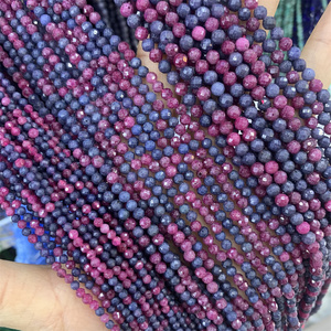 Hui RuiWholesaleナチュラルサファイア & ルビーラウンドファセットストーンルーズナチュラル2mm 3mm4mmクリスタルビーズネックレスジュエリー作り用