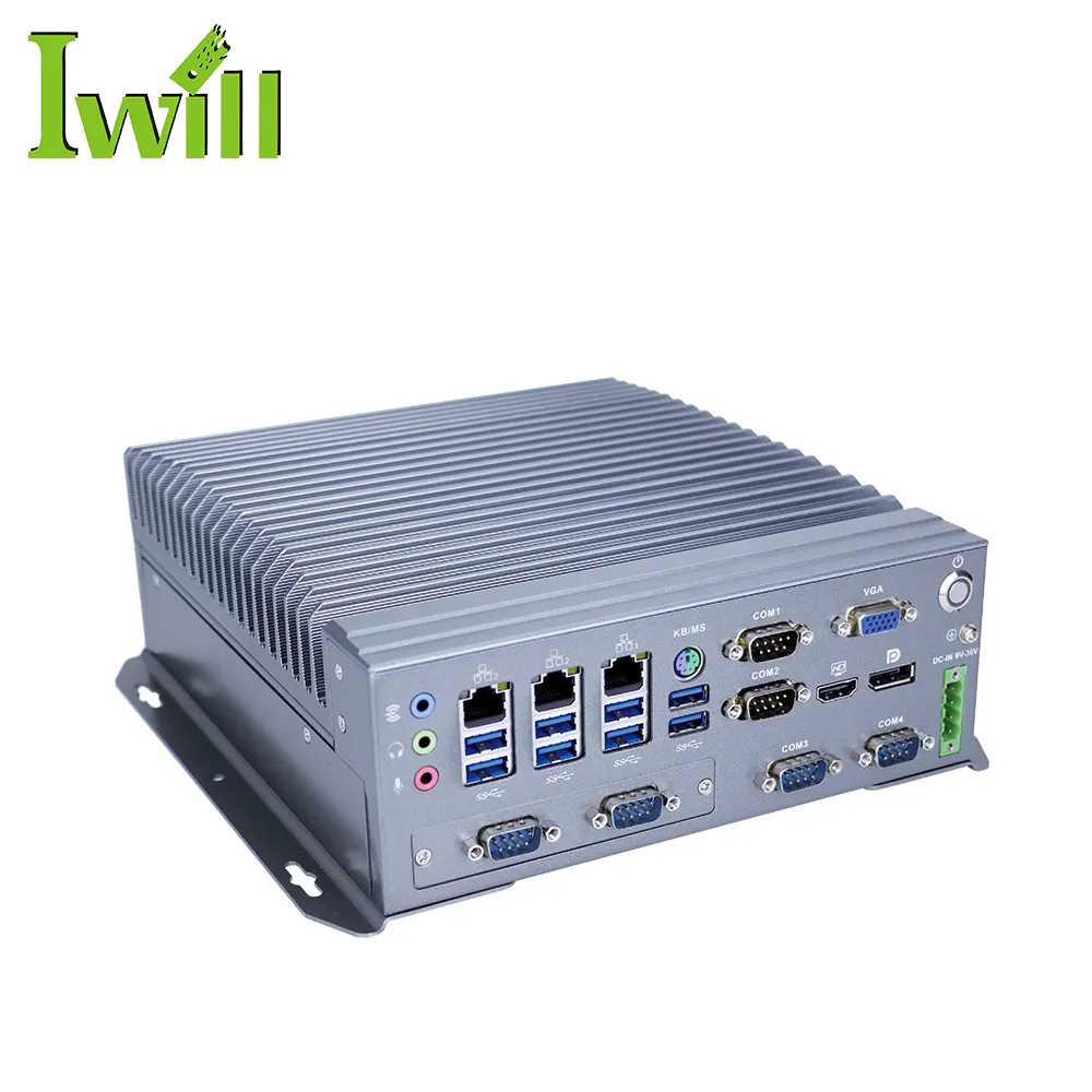 Iwill Fanless vPro computer industriale ipc IBOX708C pc industriale i3 gen3 con supporto 3LAN 6COM Dual 4G LTE RS422/RS485