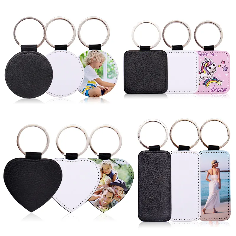 Custom Promotional Gifts Bag Charms Accessories PU Strap Keychain Sublimation Blanks Leather Key Chain
