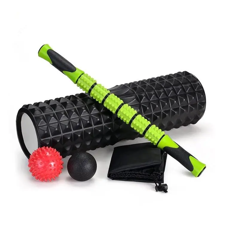 6 en 1 Fitness Foam Roller Set Spiky Point Masaje Stick Ball Muscle Relax Ejercicio Espalda Pierna Liberación del dolor Masajeador Rodillo de espuma