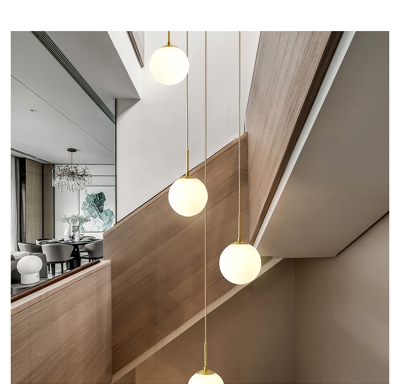 Brass glass sphere modern minimalist restaurant bar Nordic designer window spherical chandelier