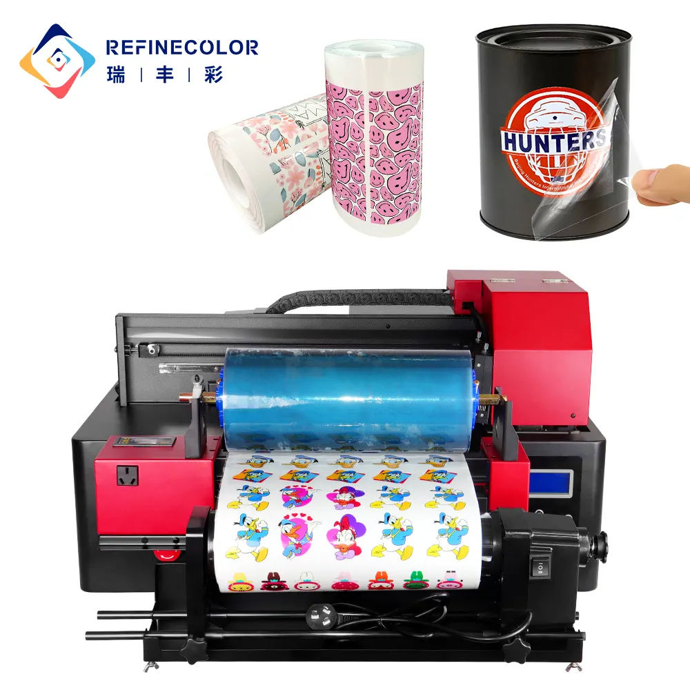 Refinecolor ZZ2F UV DTF yazıcı mürekkep püskürtmeli yazıcı küçük iş için BASKI MAKİNESİ etiket baskı makinesi
