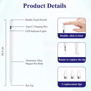 IPad Android tabletler için evrensel Metal alüminyum Stylus kalem daha aktif kapasitif manyetik cazibe için değiştirilebilir <span class=keywords><strong>Nib</strong></span> - Product Image 2