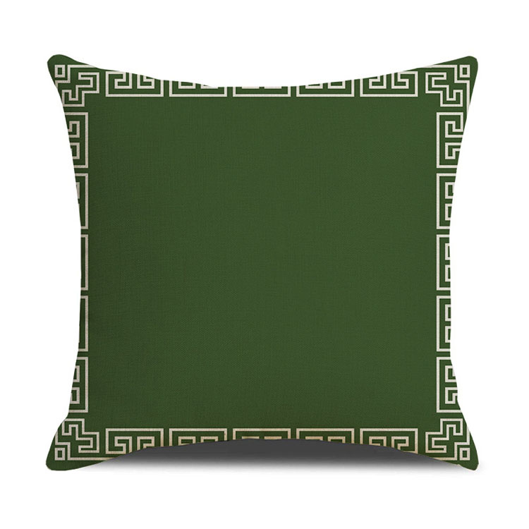 Luxury Style Green Linen Sofa Pillowcase Dark Green Geometric Pattern Pillowcase Bedside Decoration Cushion Cover