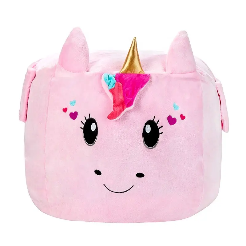 Unicorn Stuffed Animal Toy Storage Kids Bean Bag Chair Cover Extra Soft Stuffed Organization for Girls
