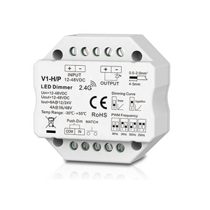 Impostazione della frequenza PWM V1-HP 250Hz 500Hz 2kHz 9kHz 12V 24V 36V 48V PUSH Dim 2.4G 1CH Controller a singolo colore LED Dimmer - Product Image 1