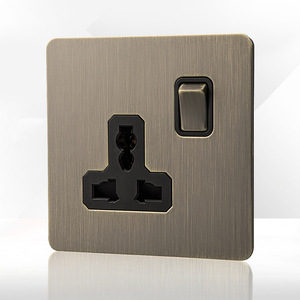 Luxury Universal <strong>Multi</strong> <strong>Functional</strong> Switches and <strong>Sockets</strong> Stainless Steel Wall Lamps Metal Switches <strong>with</strong> <strong>USB</strong> C Type 220V 13A - Product Image 1