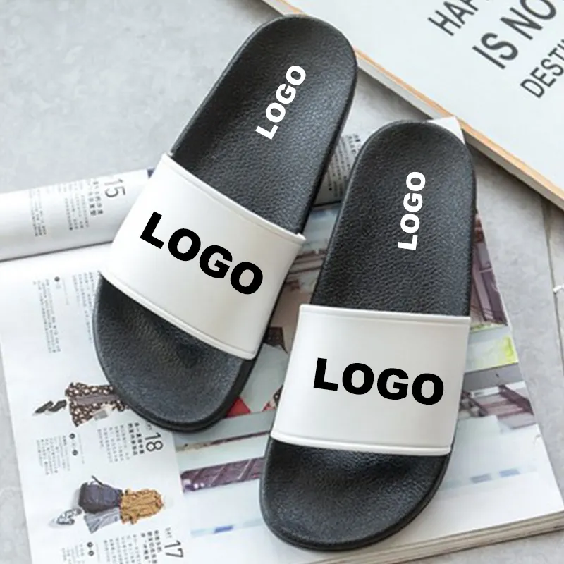 Sandálias de borracha personalizadas, chinelos de borracha personalizados de fábrica original 3d, sandálias deslizantes de marca com logotipo