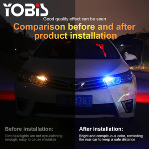 Yobis T10 Strobe Flashing 194 W5W 24 <strong>12V</strong> <strong>LED</strong> Auto Flash Light Bulbs for Car Yellow Lens with <strong>Red</strong> Blue and Green Light Colors - Product Image 3